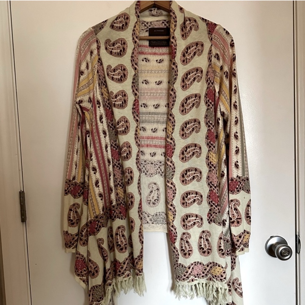 Anthropologie Guinevere Cashmere Blend Paisley Cardigan Poncho Kaftan Kimono
